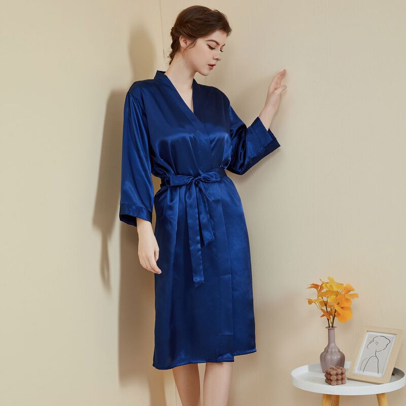 Amazon Plus-Size Pajamas and Loungewear for Women, Summer Light Luxury Nine-Quarter Sleeve Cool Long Nightgown and Bathrobe, Can Be Worn Outside