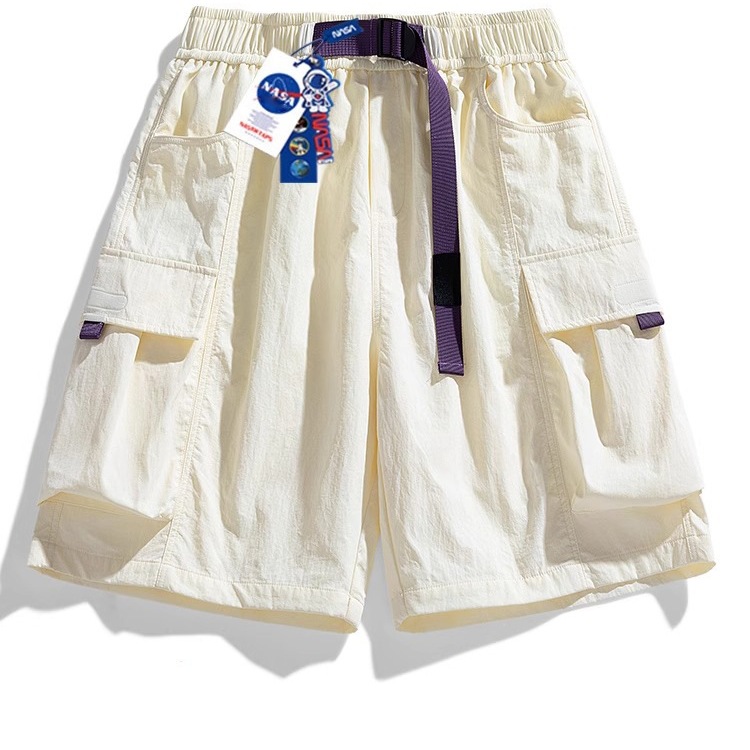 Pantalones cortos de seda de hielo de marca de moda casual de la NASA, protector solar de verano para hombres, varios bolsillos, deportes casuales, pantalones delgados para adolescentes