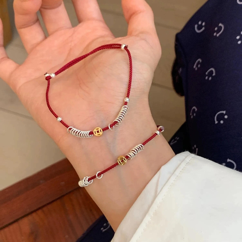 Maisika S925 Silver Gold Coin Plate Wrapped with Broken Silver Bracelet for Women, High-End New Chinoiserie Fashion Elegant Bracelet