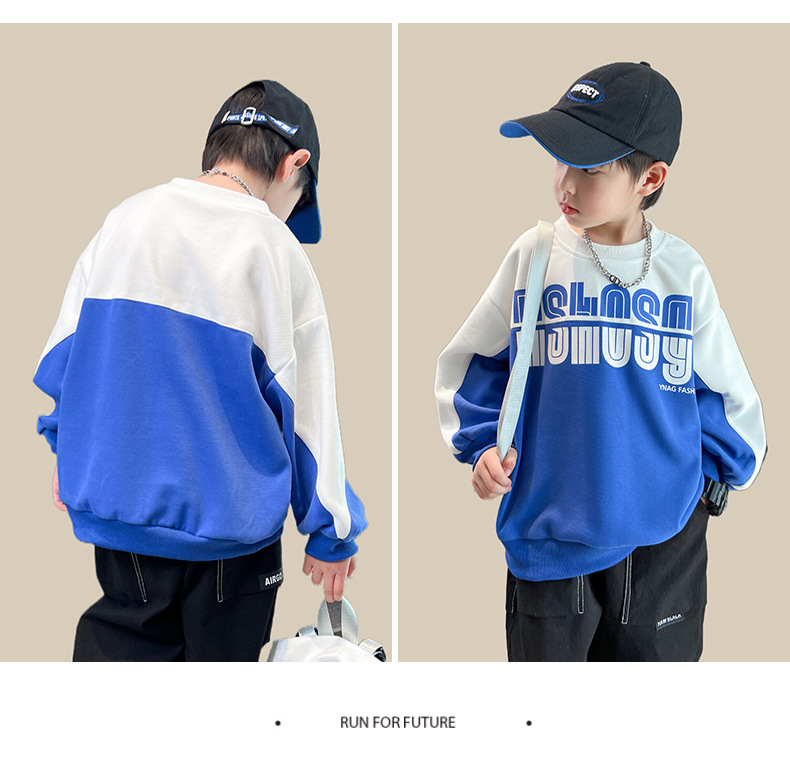 Sweat à capuche garçon à manches longues style color block_voghion.com