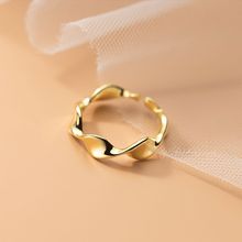 韩国风森系莫比乌斯环扭线戒指波浪简约时尚开口指环个性新款手饰