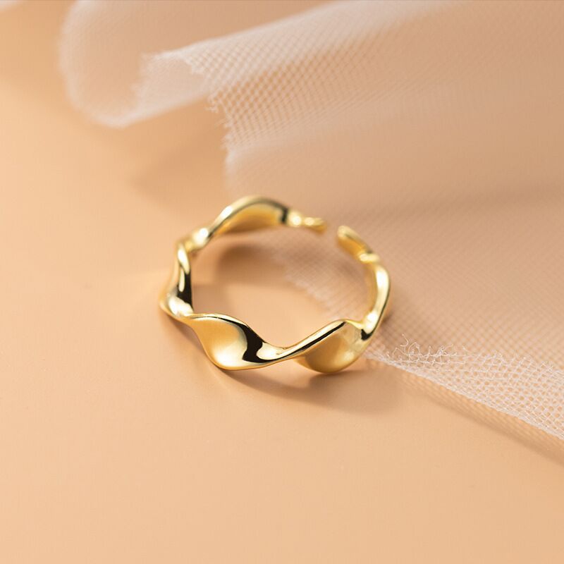 韩国风森系莫比乌斯环扭线戒指波浪简约时尚开口指环个性新款手饰