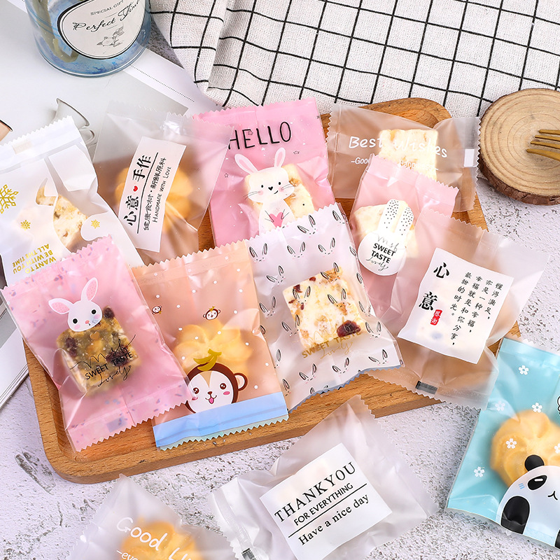 Frosted copo de nieve crujiente bolsa de embalaje hornear postre galleta pequeña bolsa de galletas dulces leche Jujube beef biscuit machine Seal bolsa