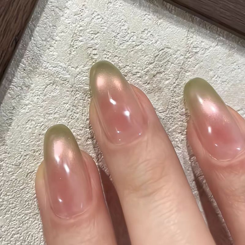 電球キャットアイ手作りウェアラブルネイルインハイエンドヌードカラーグラデーション純粋な欲望美白オーロラパウダーキャットアイネイルアートステッカー|undefined