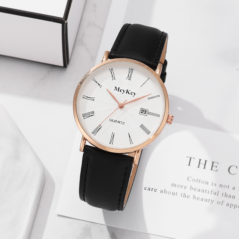 Nordic Minimalist Quartz Watch With Calendar And Leather Strap_voghion.com