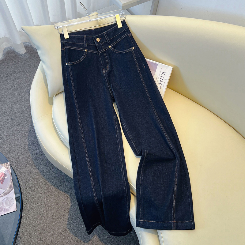 Denim Blue Wide-Leg Jeans for Women 2026 New Spring and Autumn High-Waisted Loose Slimming Versatile Cropped Straight Pants Denim Blue Wide-Leg Jeans for Women 2026 New Spring and Autumn High-Waisted Loose Slimming Versatile Cropped Straight Pants