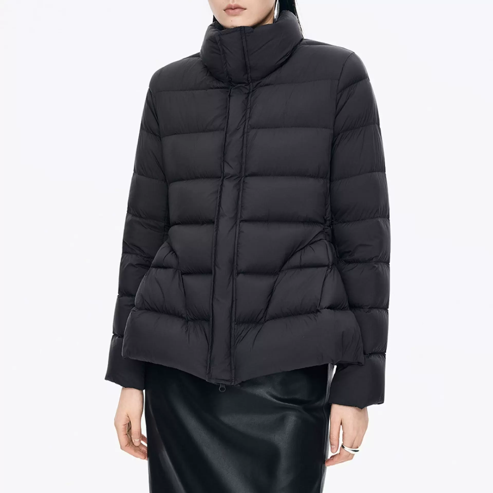 25冬季立领收腰廓形羽绒服修身显瘦小个子简约通勤羽绒外套25655