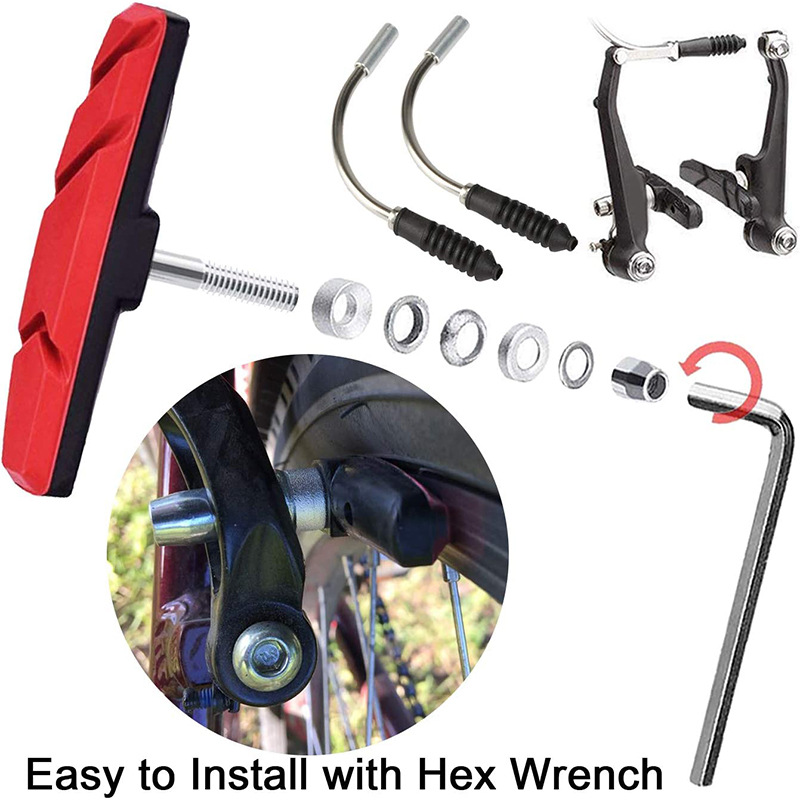 自転車ブレーキ片六角ナットガスケット付き滑り止め無騒音マウンテンバイクvブレーキブレーキ部品セット