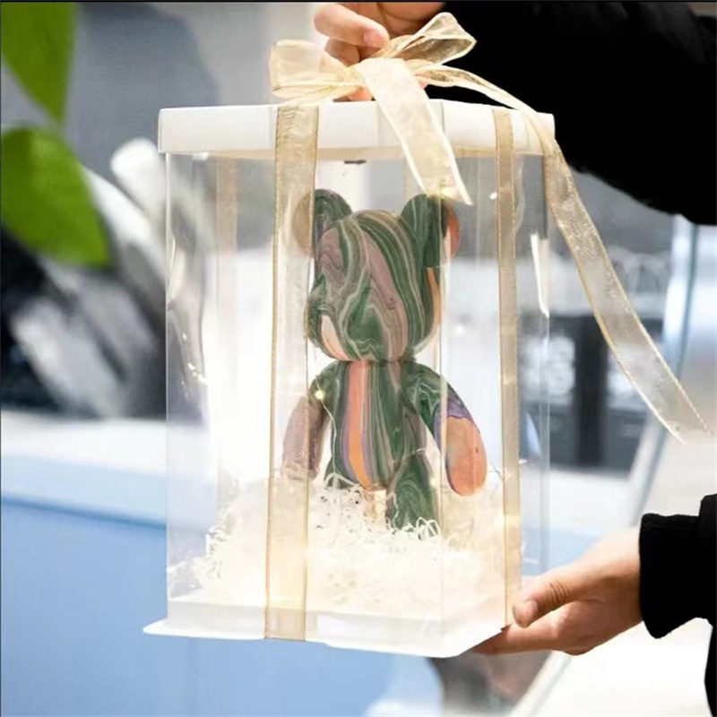 方形圆形流体熊包装盒批发暴力熊生日礼盒打包盒透明礼物盒子