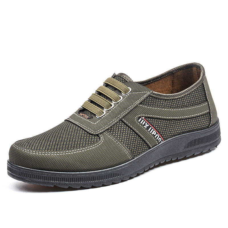 Zapatos de hombre modelo primavera 2026, exportación, suela blanda, estilo papá, informales, transpirables, de tela estilo Pekín antiguo para hombre