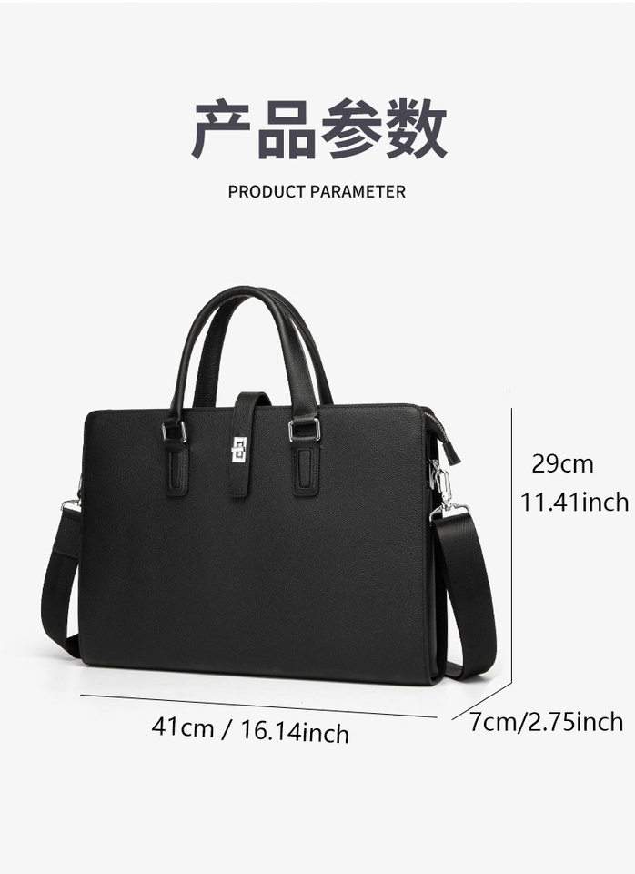 Cặp da nam da bò thật đeo vai đựng laptop 15.6 inch cao cấp sang trọng — Da bò lớp đầu họa tiết kim cương chi tiết 4