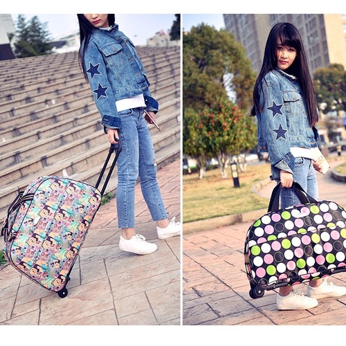 Large 24-inch stylish pull-along suitcase waterproof Oxford fabric travel bag with large capacity for business trips