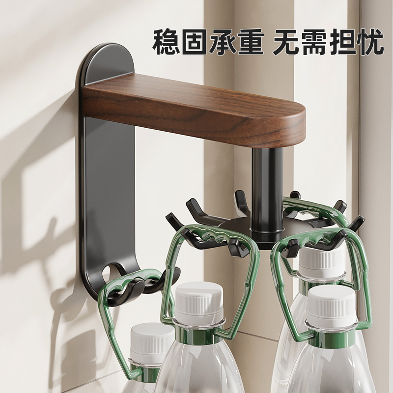 厨房旋转挂钩胡桃木置物架锅铲勺子铲子菜板挂架免打孔厨具收纳架|undefined