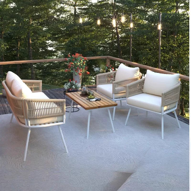 Outdoor sofa, courtyard villa, hotel reception area, wicker leisure sofa, waterproof and sun-resistant, suitable for outdoor gardens and guesthouses