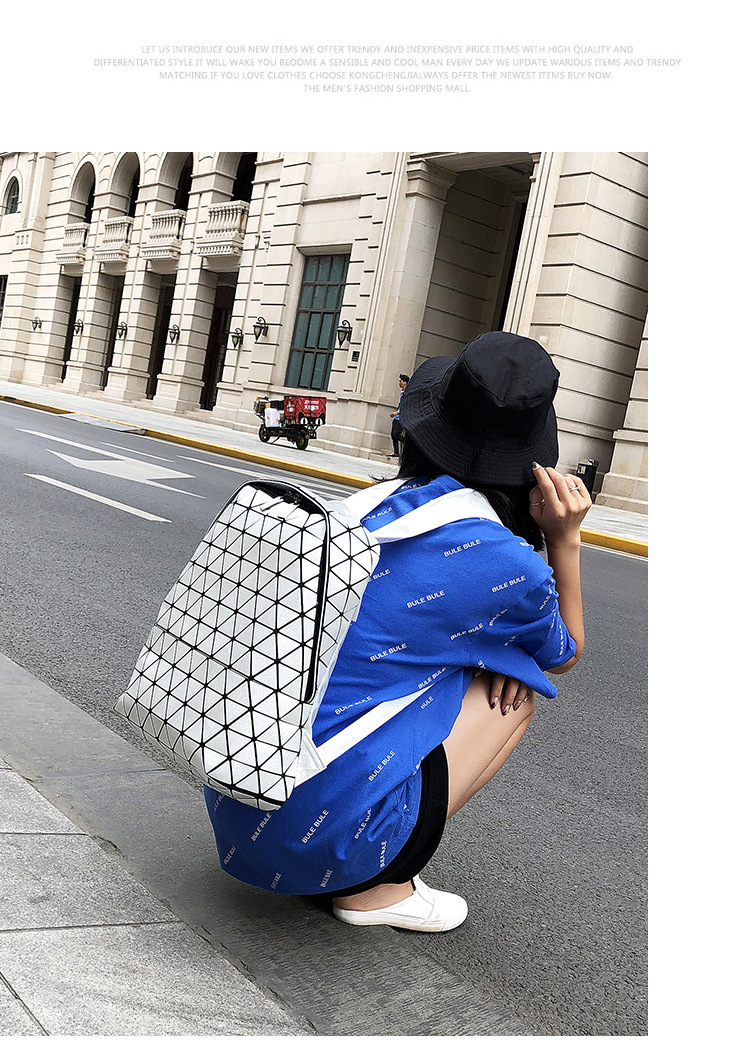 2024 Frühjahr Neue Geometrie Lingge Stoßdämpfende Große Kapazität Unisex PU Computer Rucksack_voghion.com