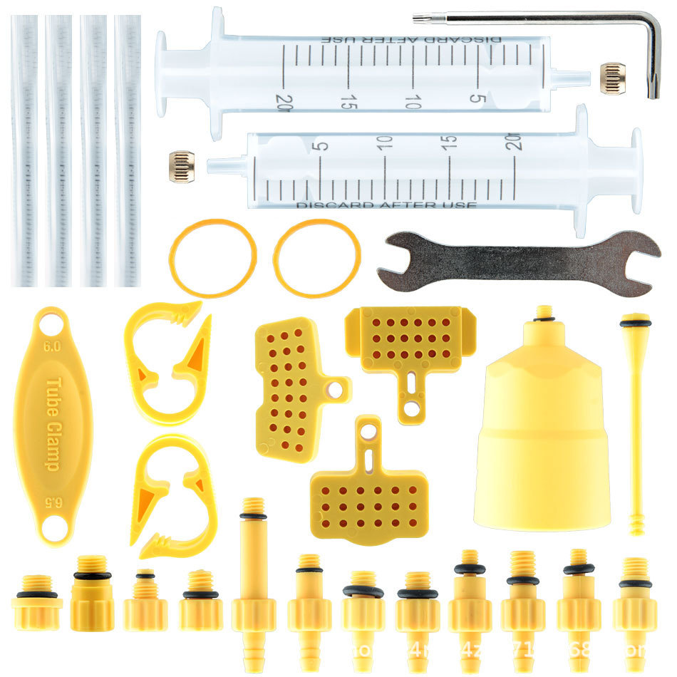 EZmtd 32 piezas de freno hidráulico juego de herramientas de cambio de aceite de bicicleta simple embudo de combustible de escape aguja de inyección de aceite