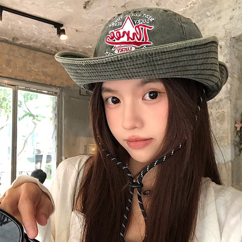 American retro western cowboy sombrero mujer primavera-verano ropa de lazos sombrero de montaña al aire libre sombrero de pescador de sombrero de sombrero de sombra grande