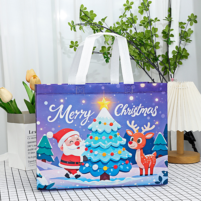 新しいラミネート不織布バッグクリスマスギフトバッグスポットクロスボーダーハンドバッグ熱プレス立体バッグ広告ショッピングバッグ|undefined