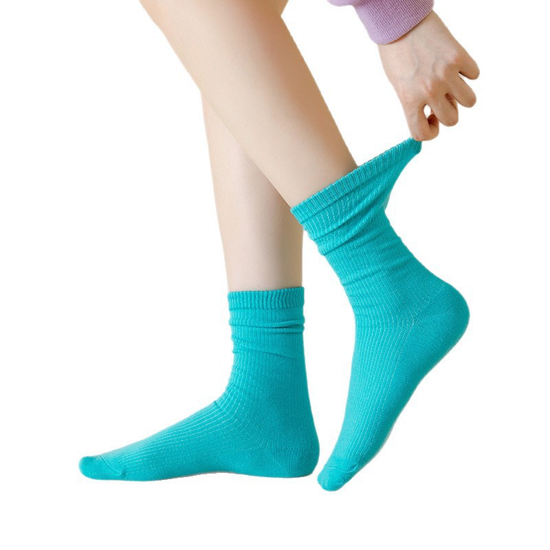 Calcetines de Algodón de Color Sólido Mudie Cos, Calcetines Coloridos de Algodón para Mujer, Estilo Universitario Retro, Calcetines Modernos de Longitud Media, Venta al por Mayor
