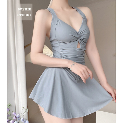 2024 new swimsuit women's summer one-piece sexy pure lust style ins wholesale swimsuit covering belly and slimming swimsuit