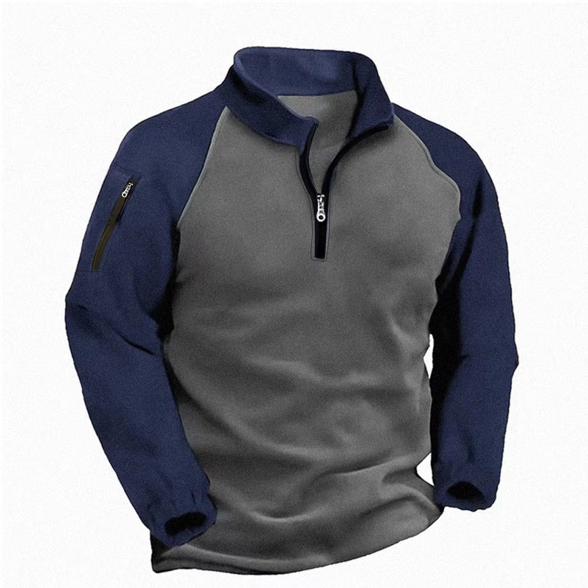 Men's Tactical Thermal Zip-up Sweater Jacket With Stand-up Collar_voghion.com