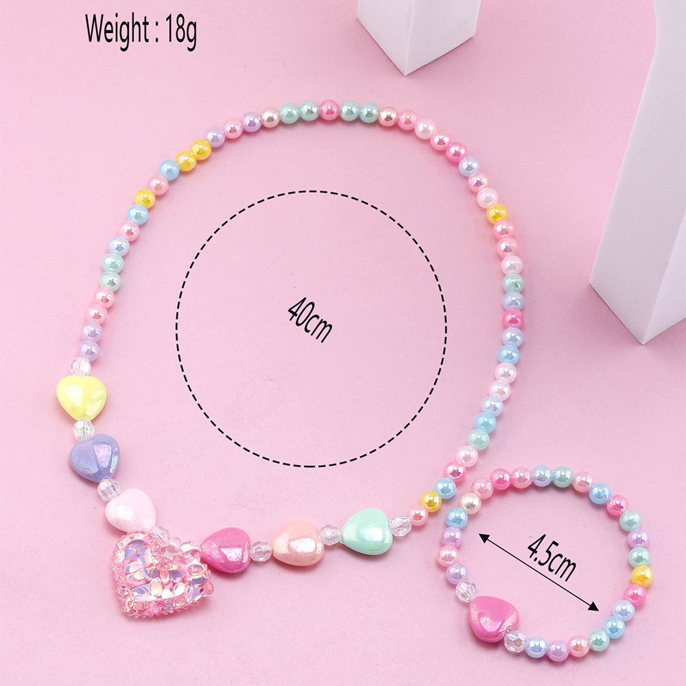 Cute Heart Shape Artificial Crystal Resin Beaded Girl's Necklace display picture 5