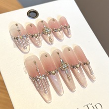 法甜慕斯纯手工穿戴甲温柔细闪猫眼法式气质显白爆款穿戴甲美甲贴