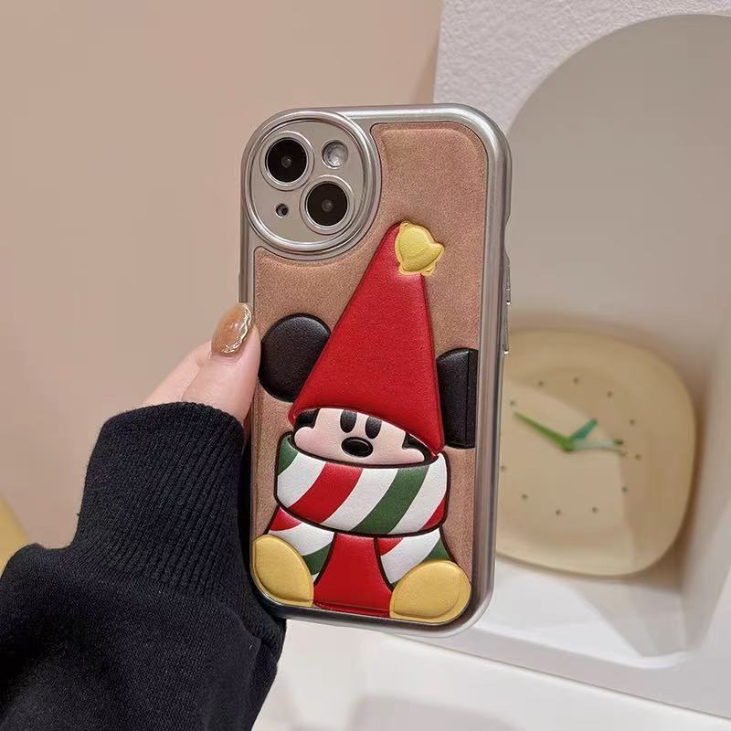 Patrón de piel tridimensional lindo Navidad ins coreano para iPhone16pro Apple 15/14 caja del teléfono móvil pareja 13p