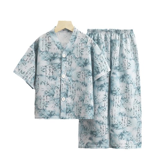 2024 Spring Cartoon Cardigan Short-Sleeve Children's Home Wear Set for Older Boys and Girls