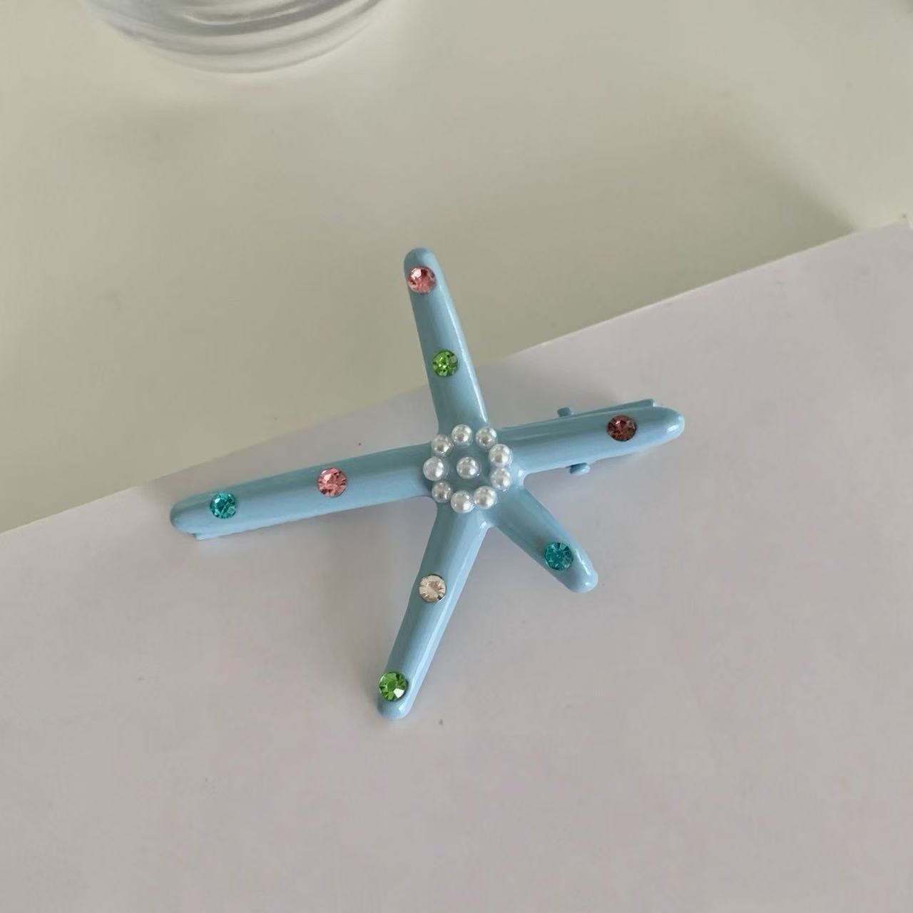 5089 컬러 다이아몬드 메탈 불가사리 머리핀-블루