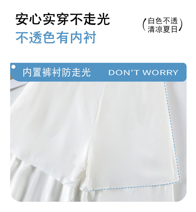 Quần short vải lanh nữ cạp cao ống rộng dáng chữ A — Xanh lông mòng đen chi tiết 29