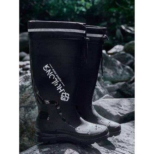Long-Tube Men's Mid-High Rain Boots, Non-Slip Rubber Shoes, Rain Boots, Fashionable Water Shoes, Wear-Resistant Outdoor Fishing Riders, Cotton