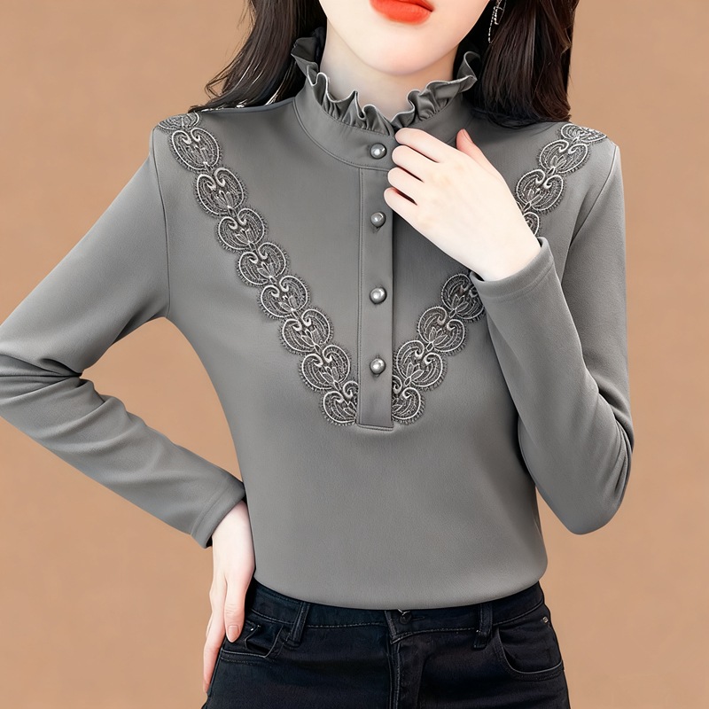 The M-5Xl Derong Semi-High-Neck Long-Sleeved T-Shirt Is Perfect For Autumn And Winter It Features A Cozy Fleece Lining_ecoleips.com
