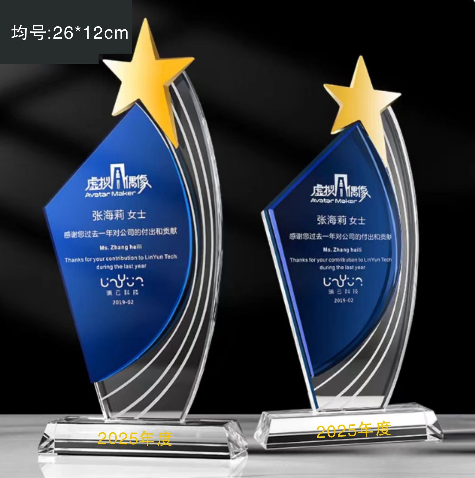 Trofeo de cristal personalizado con inscripción creativa Copa de premios de aniversario concurso de música regalo conmemorativo