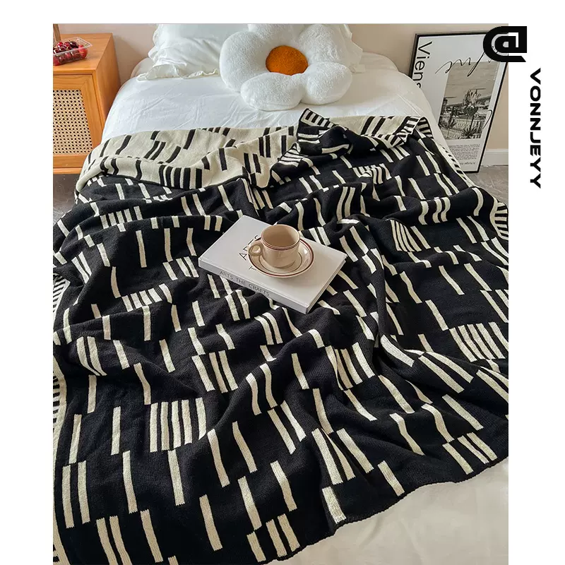 抽象风2023新款针织毛线毯子床尾毯床搭沙发巾居家休闲盖毯批发