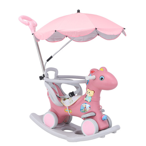 Rocking horse children's wooden pony two-in-one rocking toy car baby rocker with detachable gliding baby soothing chair