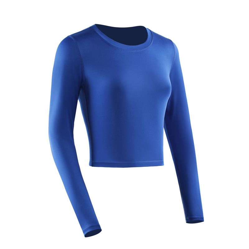 Casual de manga larga de fitness deportes de alta elasticidad de secado rápido medias expuestas ombligo de las mujeres al aire libre correr yoga deportes slim fit ropa