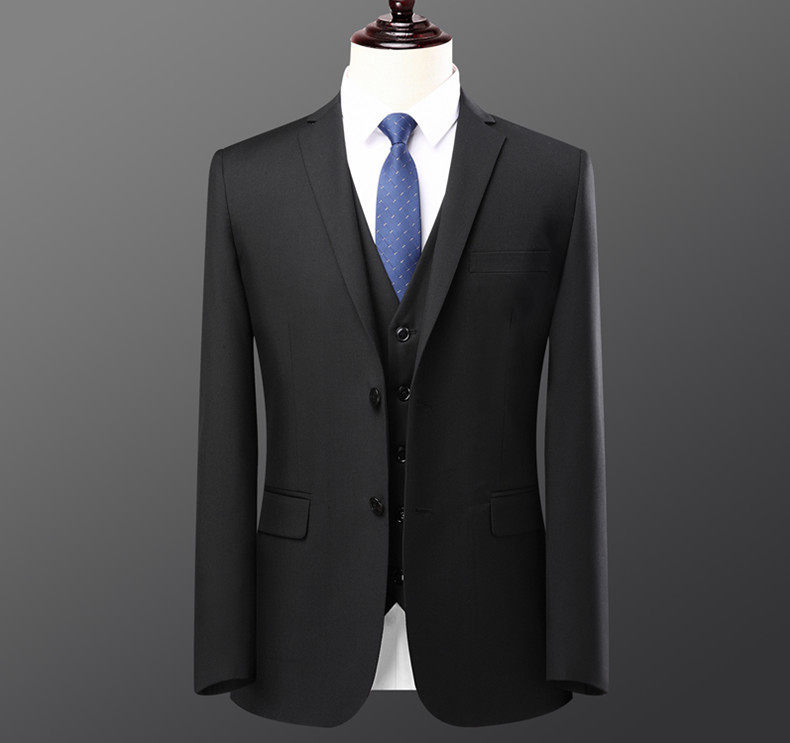 Bộ vest nam hai mảnh dáng ôm, áo vest cổ bẻ phẳng một hàng cúc, lễ phục cưới và đi làm — Bộ áo và quần một cúc màu xanh navy, Bộ đồ hai cúc màu xanh tím than (áo + quần), Bộ đồ hai cúc màu xám (áo + quần), Bộ đồ màu xám một cúc (áo + quần) chi tiết 7