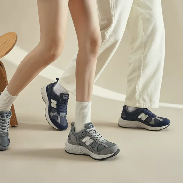 Wow New Balance Men's and Women's Couple Sports Professional Cushioning Breathable Dad Running Shoes Jogging Original Gray 878