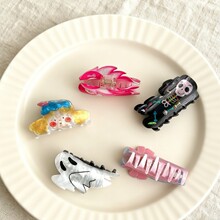 新款万圣节小鬼卡通发抓可爱发饰亚克力发夹女孩后脑勺盘发鲨鱼夹