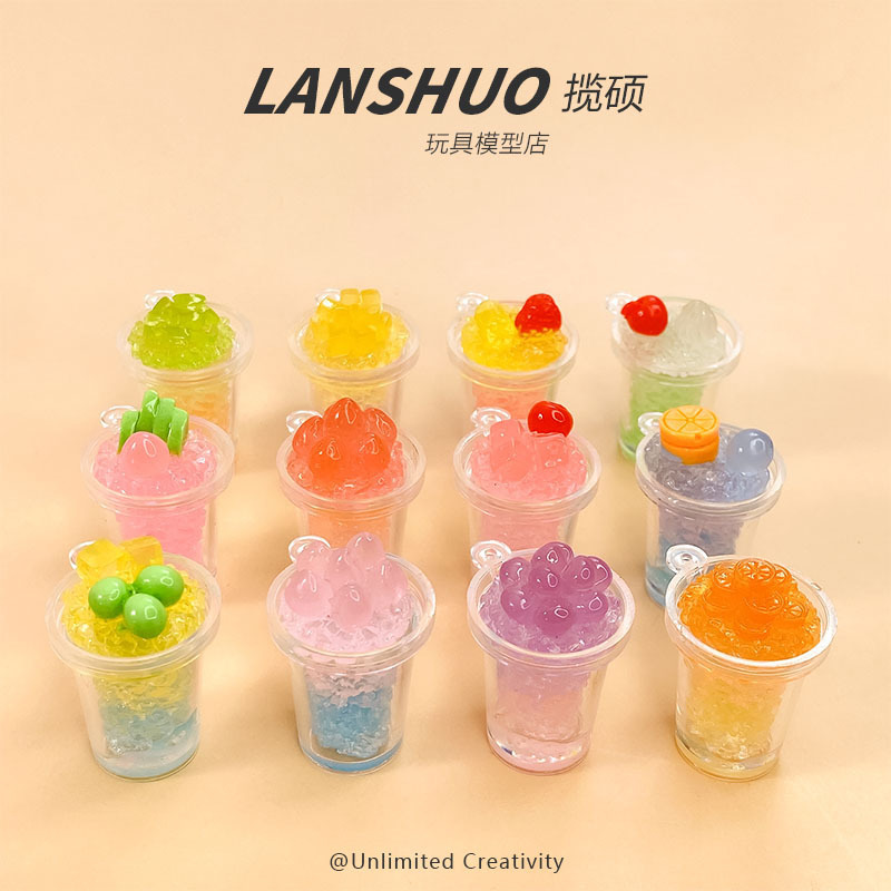DIY accessories color three-dimensional luminous fruit smoothies cup new wholesale DIY keychain pendant simulation food DIY accessories color three-dimensional luminous fruit smoothies cup new wholesale DIY keychain pendant simulation food