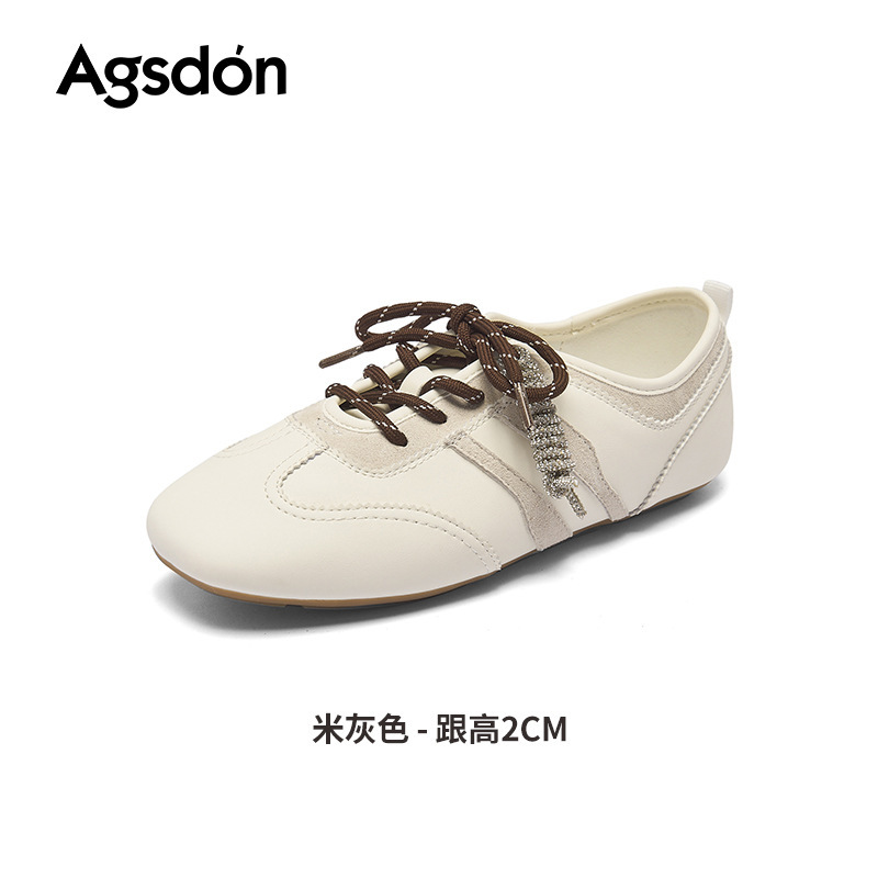 奥古狮登芭蕾德训鞋女2025新款秋季运动轻便小白鞋平底赛车鞋板鞋|undefined