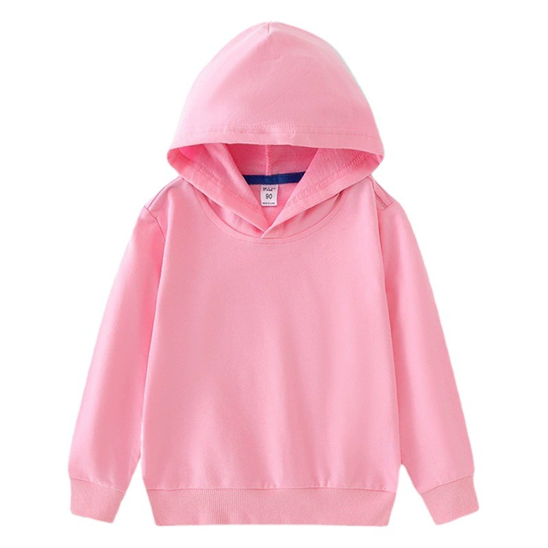 Детский свитер с капюшоном из чистого хлопка махровый весенне-осенний пустой Однотонный пуловер с длинным рукавом Внешний пуловер чистая версия Детская одежда оптом Внешняя торговля