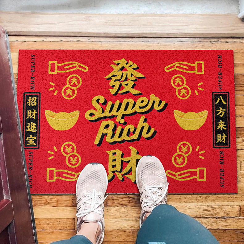 Nacional de moda anillo de seda puerta Mat Puerta de bienvenida PVC impermeable antideslizante pie estera raspado barro frotando suelo se puede cortar