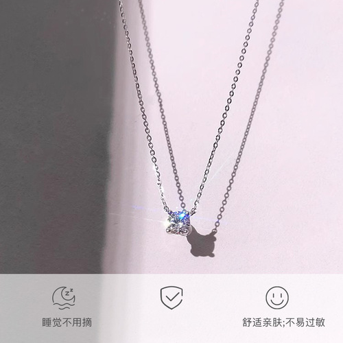 Titanium steel does not fade Zhao Lusi's same style booger diamond zircon necklace accessories women's high-end light luxury niche clavicle chain