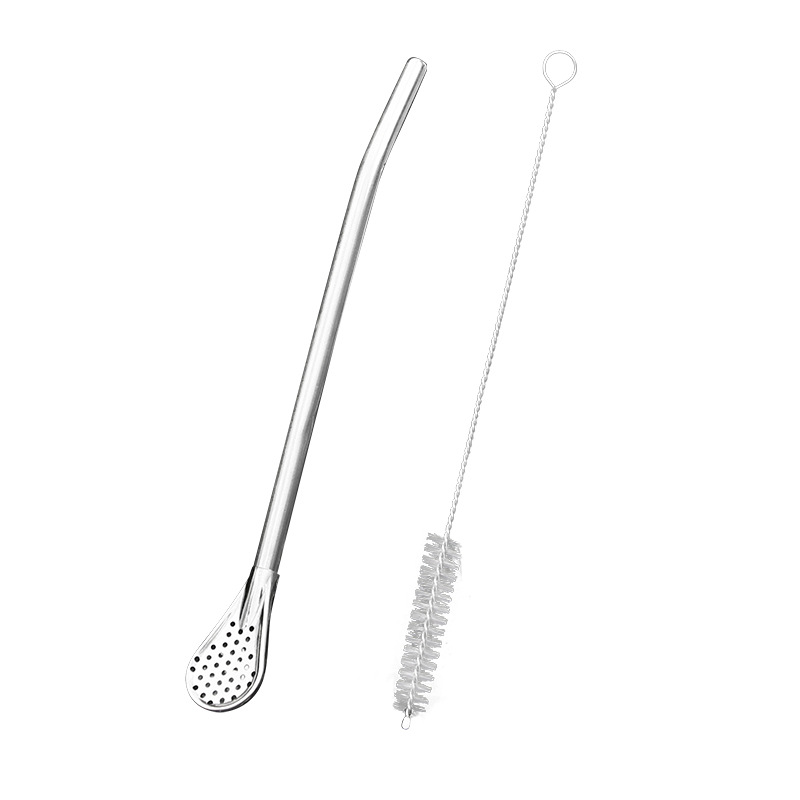 Cuchara de paja multiusos 304 cuchara de paja de acero inoxidable Linda cuchara de mezcla de café creativo cuchara de té de leche de jugo