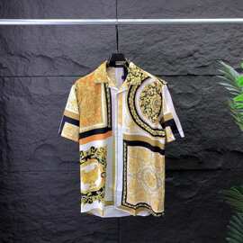 2024新款时尚欧货 ve短袖衬衫 3D字母印花图案男女同款现货跨境