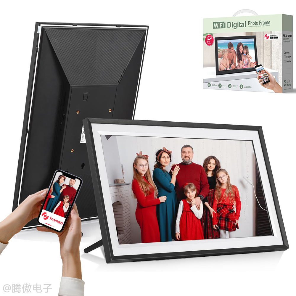 Suministro exclusivo transfronterizo de marcos de fotos inteligentes Frameo de 10.1/15.6 pulgadas, marcos de fotos digitales electrónicos con pantalla táctil y aplicación para transferencia de imágenes