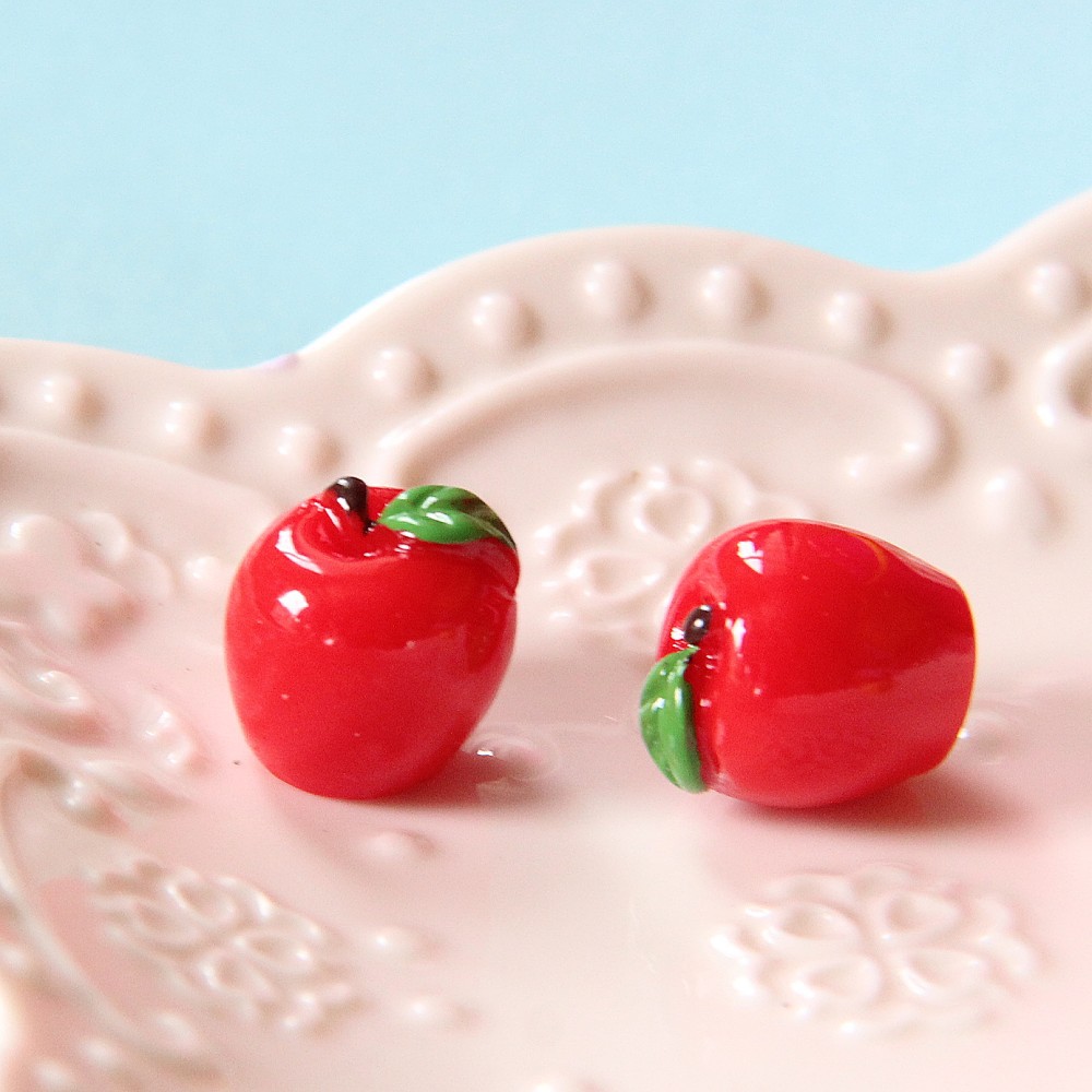 Simulación de manzana Navidad paz fruta resina tridimensional fruta decoración DIY llavero aparcamiento signo noche Luz Decoración