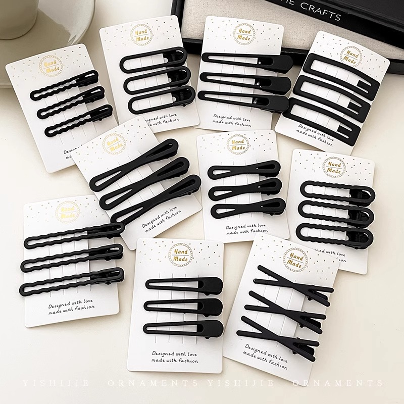 Youyou 2025 nueva horquilla negra, flequillo, clip de cabello roto en la frente, tocado lateral, pico de pato, palabra simple